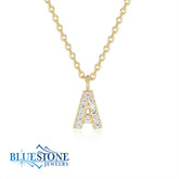 Gold Plated "A" Initial Necklace with CZ- 18"